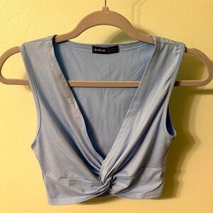 SHEIN Sky Blue Twist Front Tank Top